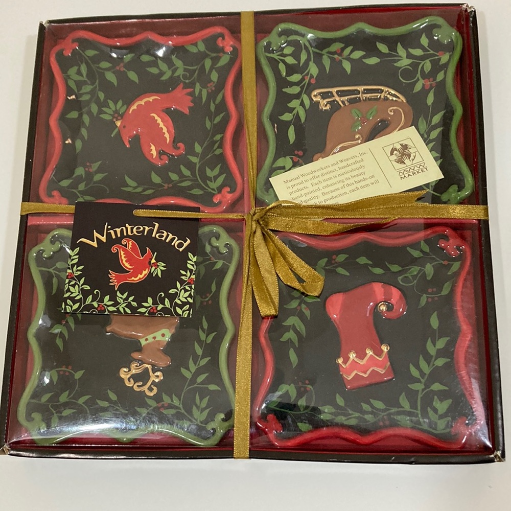 MWW Market Winterland Set of Four Small Plates NIB